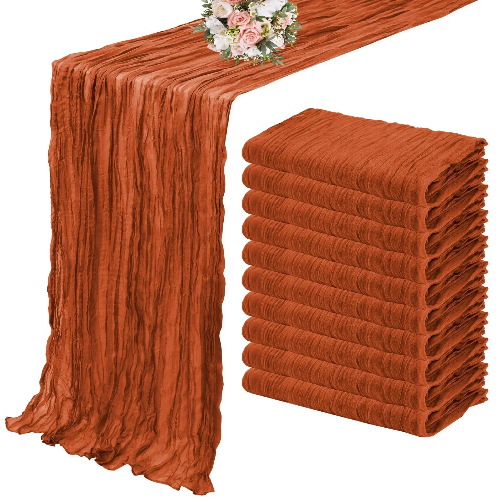 10PCS Set Semi-Sheer Gauze Wedding Table Runner Grey Blue Cheesecloth Table Dining Party Christmas Banquets Arches Cake Decor