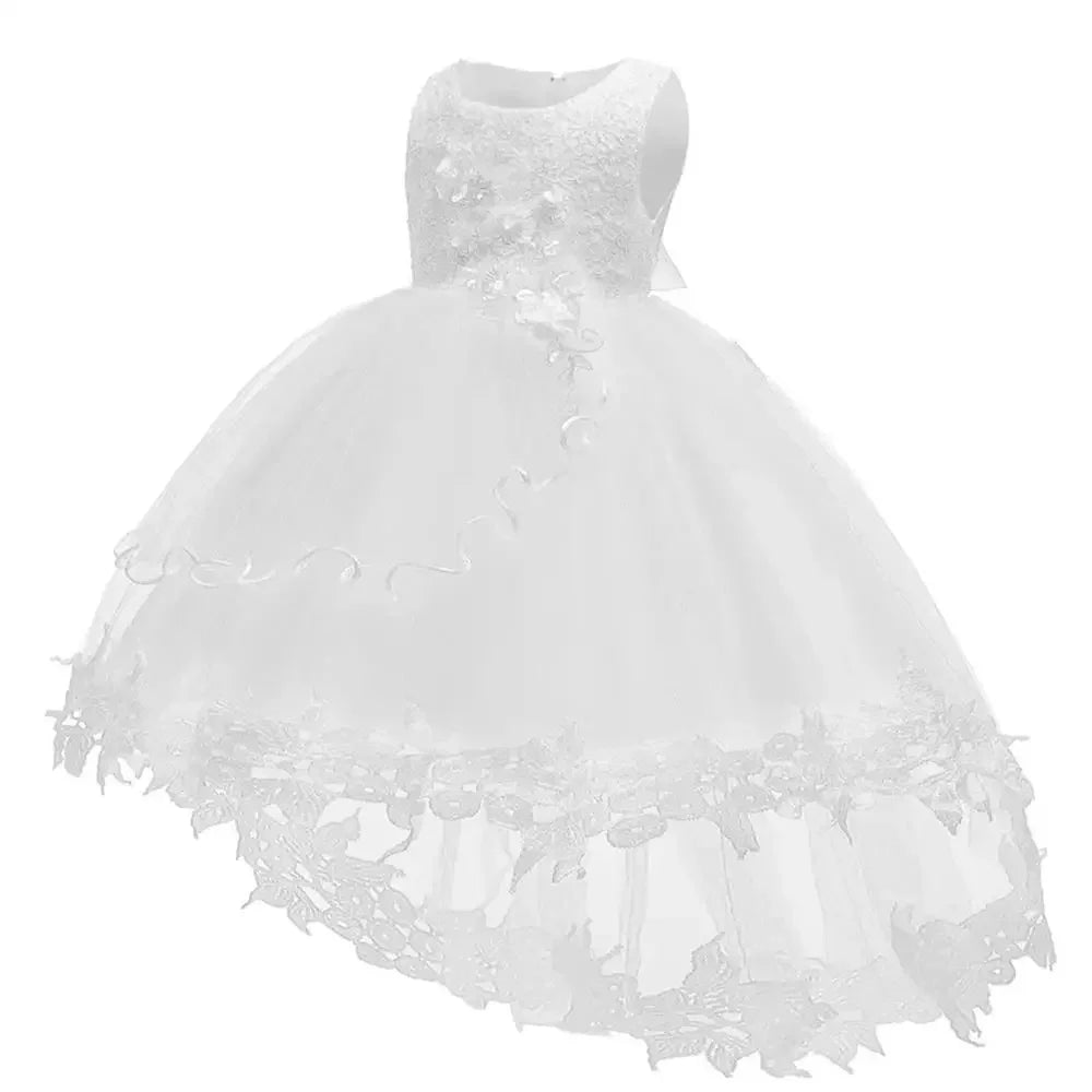 Infant Dress Gown Baby Girl Clothes Elegant Princess Dress For 1st Birthday Dress Children Baptismal Costume White Wedding Dress