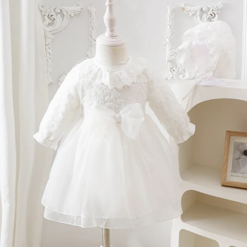New Born Baby Girl Dress Clothes Christening Dress Classic Infant Baptism Wedding Tulle Dress for Spring Summer 0 3 6 Months