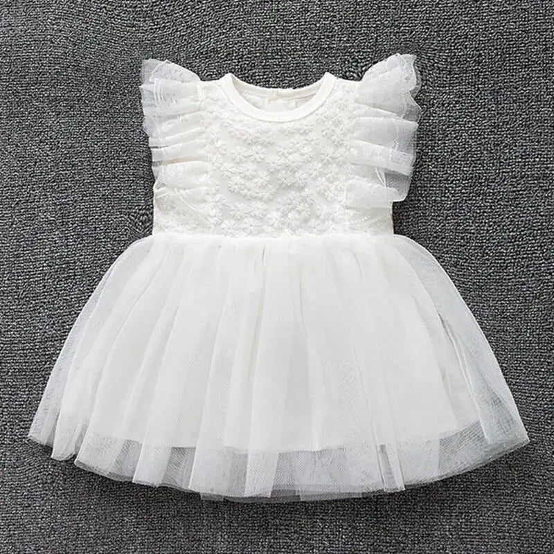 New Born Baby Girl Dress Clothes Christening Dress Classic Infant Baptism Wedding Tulle Dress for Spring Summer 0 3 6 Months