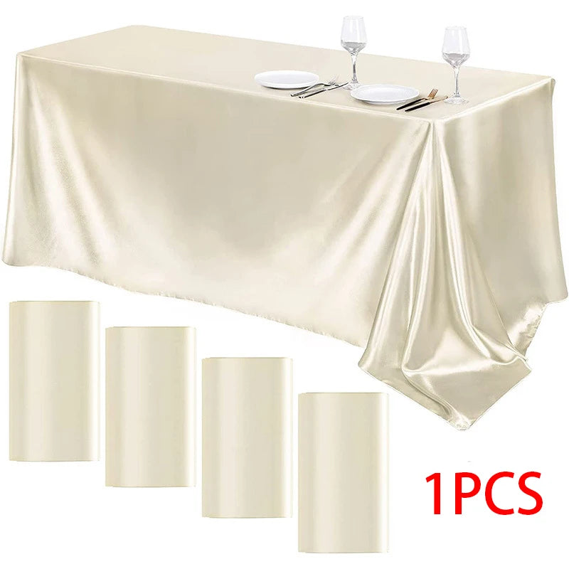 Rectangle Wedding Satin LargeTablecloth Bright Smooth Silk Table Cover Christmas Anniversary Dining Party high-end Table Decor