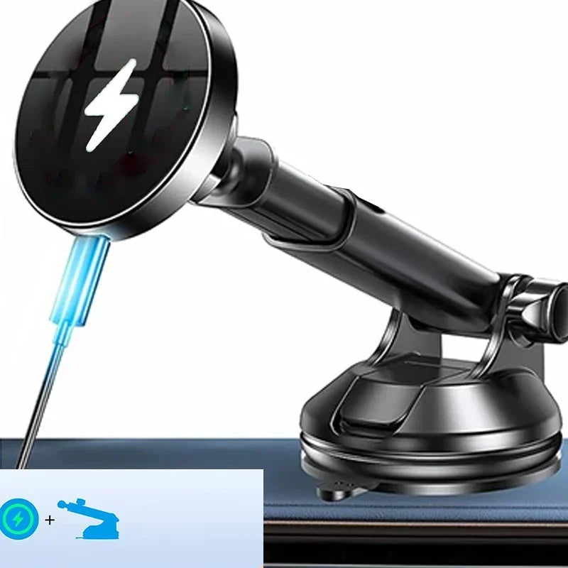 UYUXIO Magnetic Wireless Car Charger 15W Fast Charging Windshield Dashboard Car Mount Phone Holder for iPhone 16 13 12 15 14