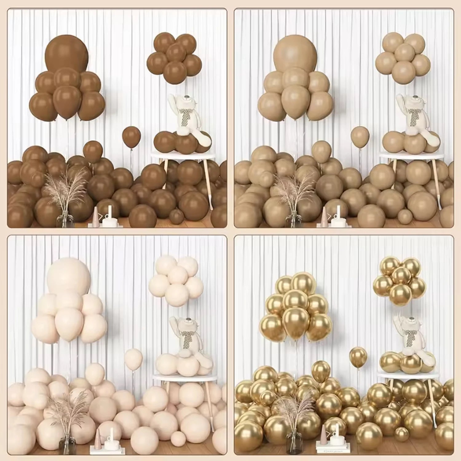 153 Pieces Brown Balloon Garland Arch Set, Different Sizes 18 12 10 5inch Brown Nude Latex Metal Confetti Gold Balloon Suitable