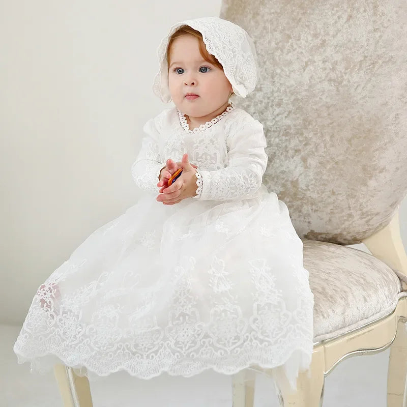 2025 Newborn Girl First Birthday Dress Strapless Royal Party Outfit Lace Elegant Celebration Special Gown Formal Attire