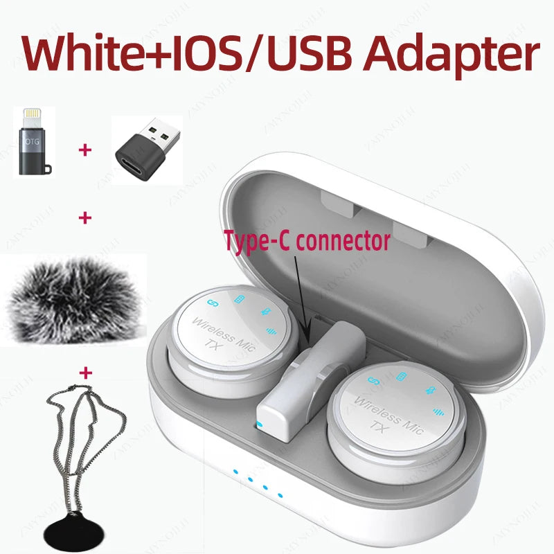 New Magnetic Wireless Lavalier Microphone Noise Canceling Necklace Windproof Cap Audio Video Recording Microphone for Smartphone