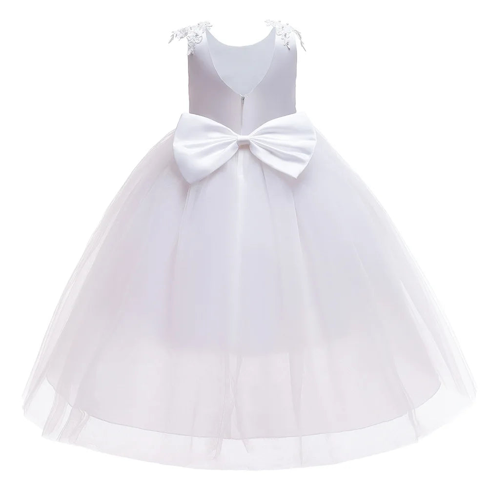 Flower girl's birthday communion party beaded dress 2024 New Year's Christmas Girl Princess small flying sleeve Tutu small dress