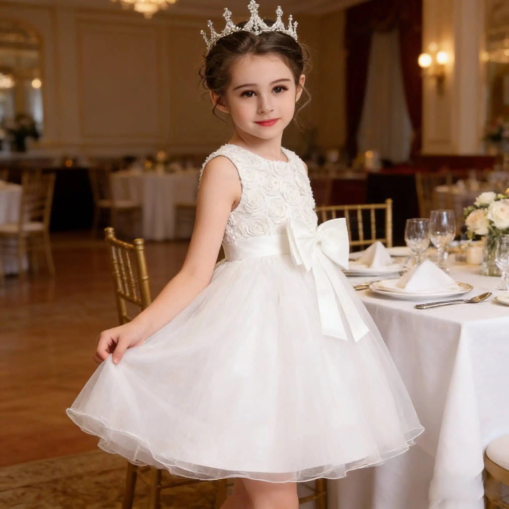 Girls White Dress For First Communion Dresses Elegant Teenager Flower Girls Wedding Birthday Party Prom Gown Children Dress