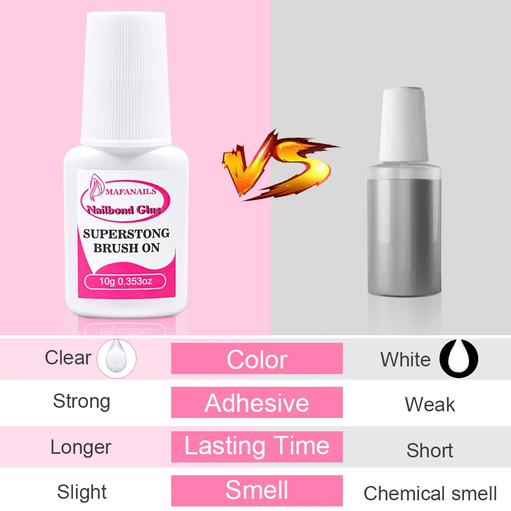 10g Nail Glue For Nail Tips Strongest Press On Nails (2/3/7/8/10ml) Nail Bond Brush On Nail Glue For For Acrylic Tips Nail Glue