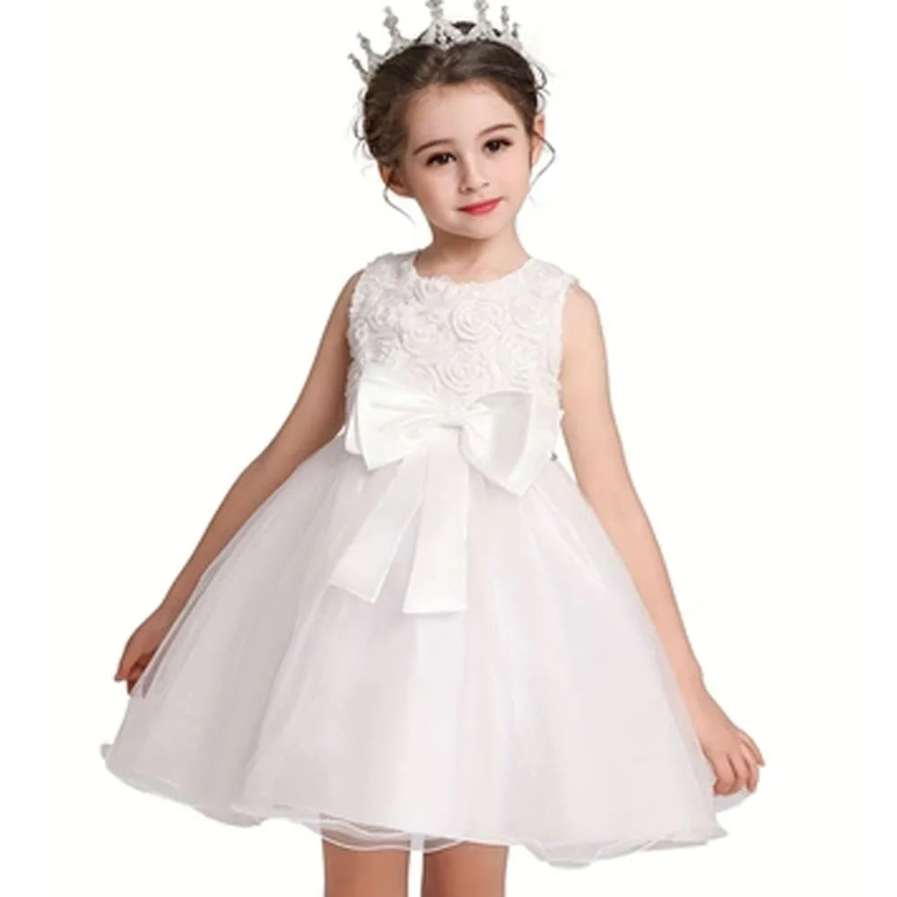 Girls White Dress For First Communion Dresses Elegant Teenager Flower Girls Wedding Birthday Party Prom Gown Children Dress