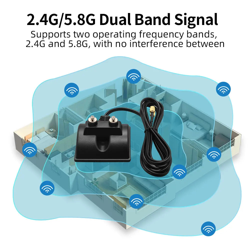 2.4G 5.8G Dual Band WiFi Wireless Router Antenna Omni Directional Plug Connector Magnetic Base with RP SMA Male Connector