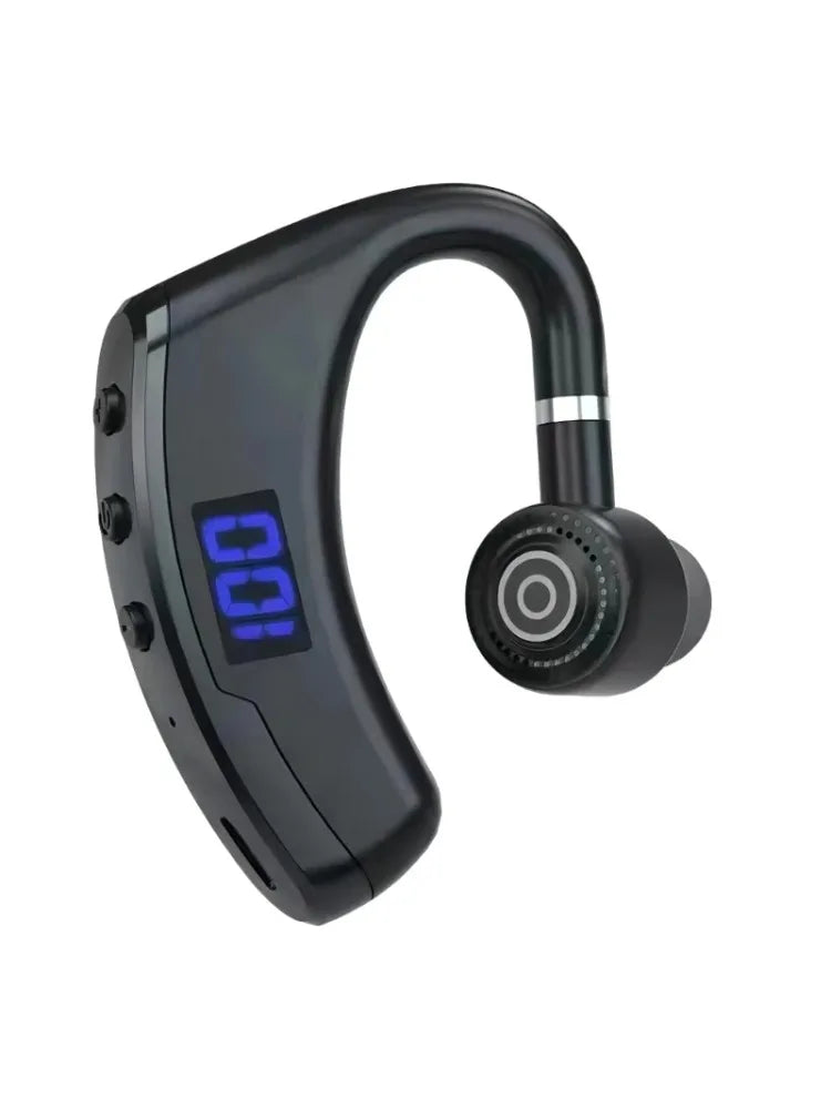 V9 Digital Display Headset Headphone Handsfrees Wireless Ear Hook Earphone Noise Reductions and Sweat Proof
