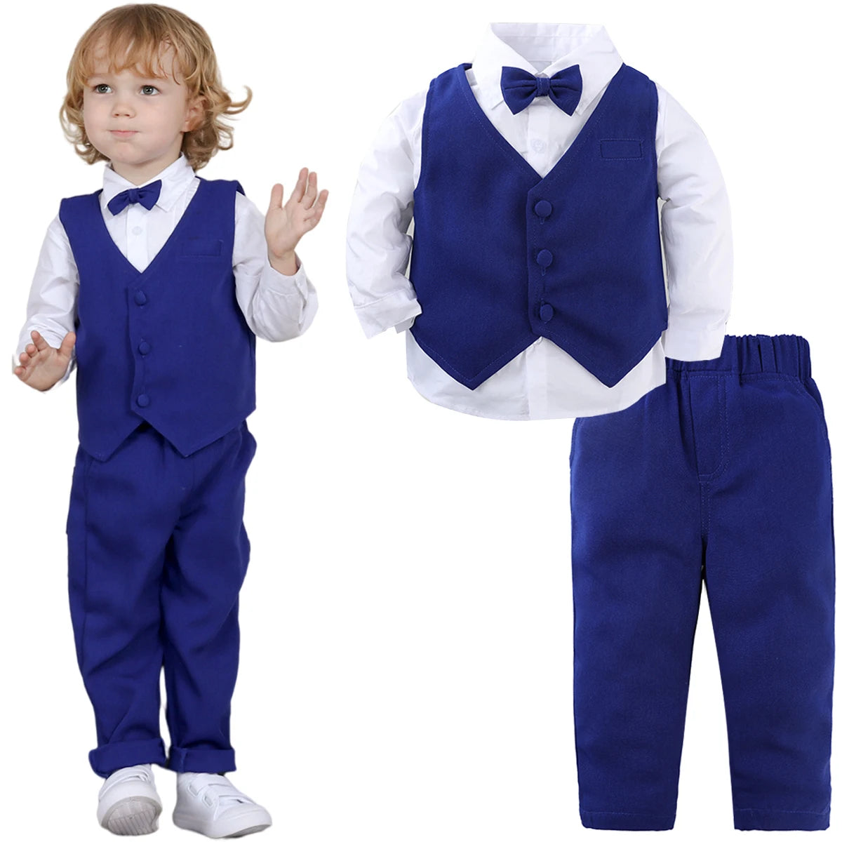 Baby Wedding Outfit Boy Toddler Baptism Suit Kids Birthday Party Easter Gift Clothes Infant Gentleman Xmas Clothing Set 3PCS