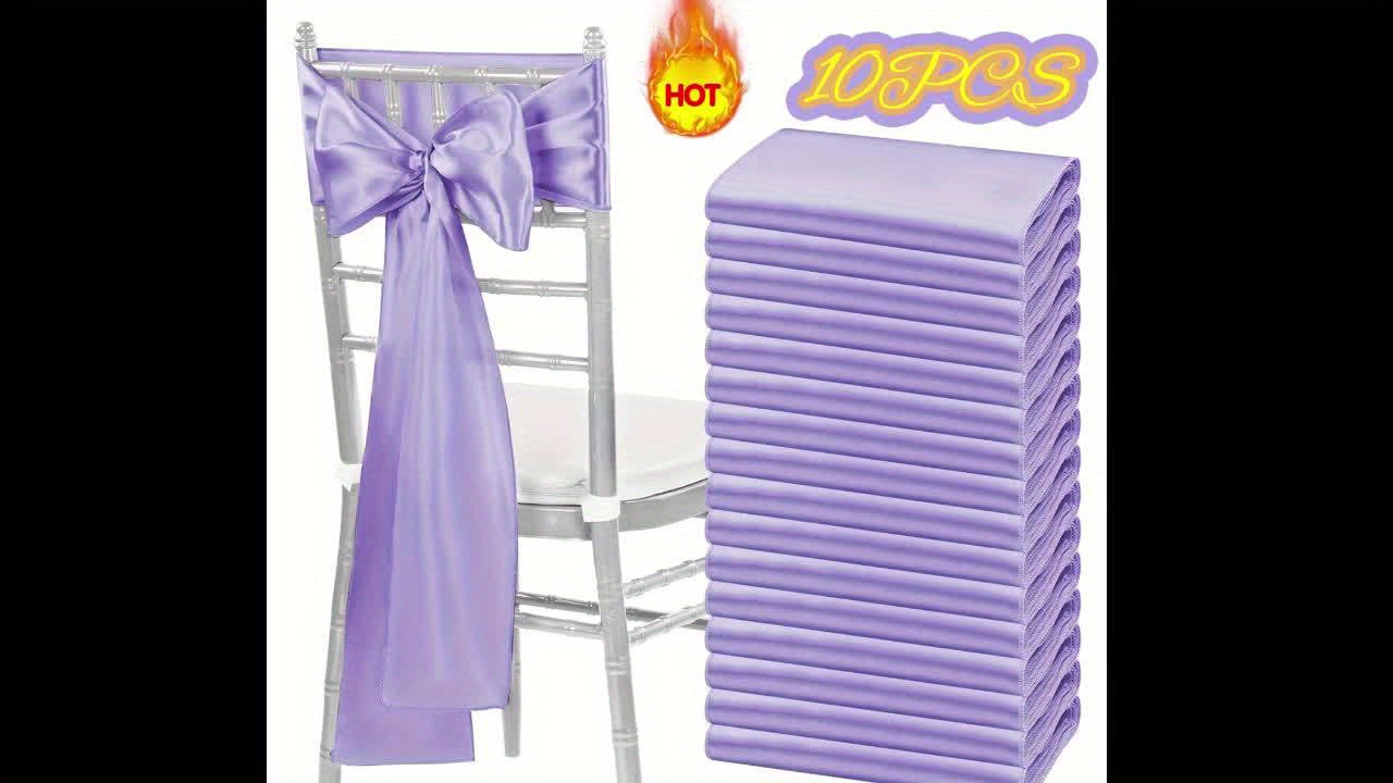 10-Pack Satin Chair Ties & Table Runners - 7x108 Inch Party Streamers for Weddings, Birthdays & Events