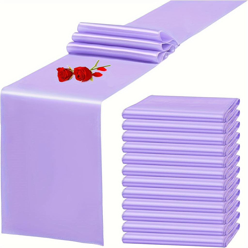 6/12pcs Satin Table Runners, 11.02 x 108.27 inch, Rectangular Polyester Table Runner for Halloween, Christmas, New Year, Wedding Receptions, Bridal Showers, Banquets, Graduation Ceremonies, Birthday Parties, Available in Mult