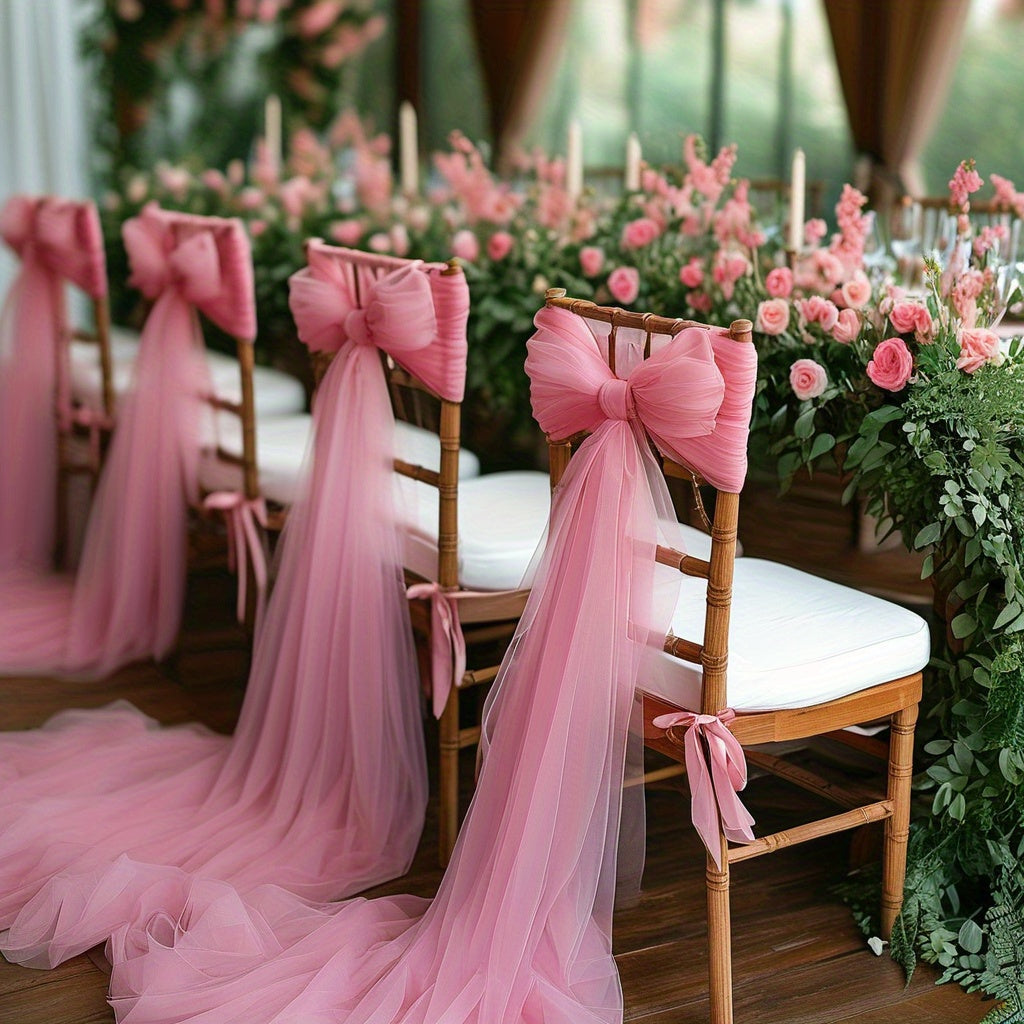 6-Pack Pink Tulle Fabric Rolls - Semi-Transparent Polyester Mesh for Wedding Decor, Table Runners, Aisle Decorations & Gift Wrapping