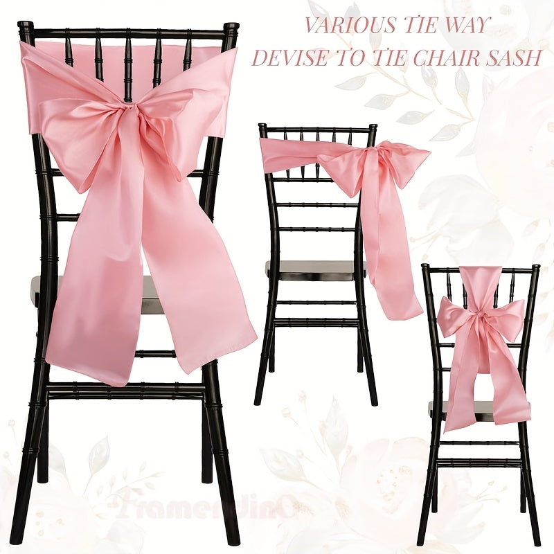 25pcs Elegant Chair Sashes with Bow Tie Polyester 6.69x108.27 Inch Hand Wash Only Contemporary Style All-in-One Design for Wedding Reception Banquet Party Decor Event Decoration Valentine'S Day Birthday Celebration