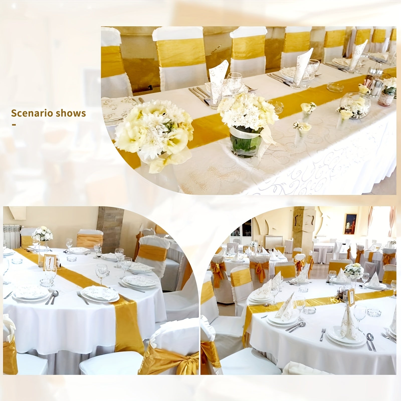 7pcs Satin Tablecloths, 12x108 Inches | Smooth Polyester Fabric, Ideal for Weddings, Birthday Parties, Banquets, Hotel Events, Decorates Rectangular and Round Tables