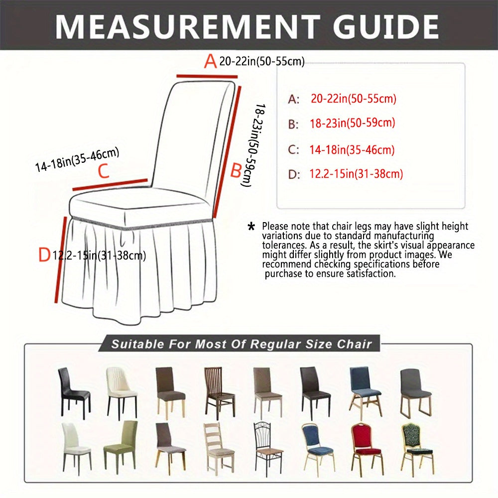 2/4/6pcs Chair Covers with Skirt, Fresh, Elegant, Romantic Floral Decoration, Card Template, Elegant Border. Suitable for Hotels, Weddings, and Events. Machine-washable Red Fabric Protective Covers, for Home and Banquet Use.
