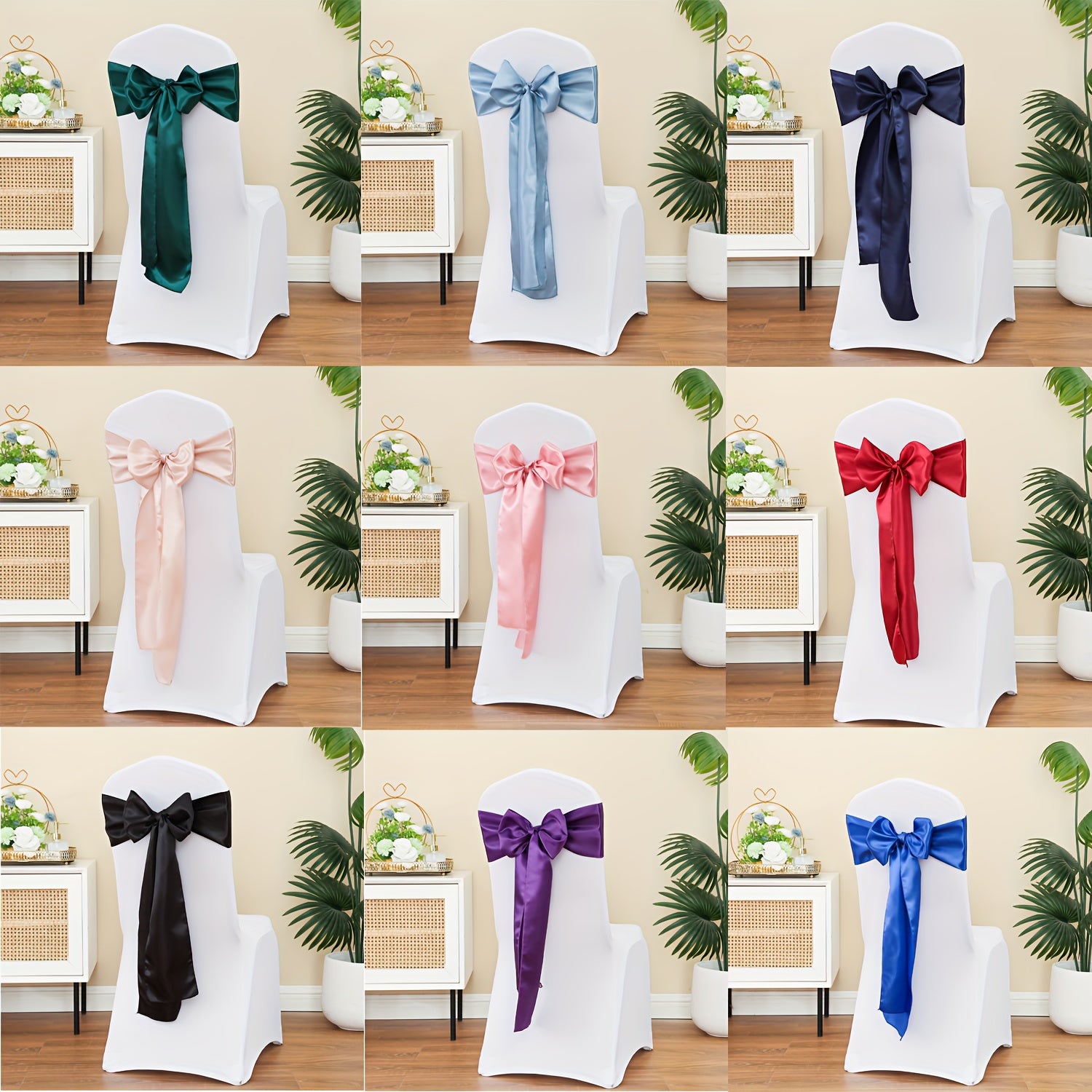 20pcs Satin Chair Curtain Bow, Elegant Streamer, Bowknot, Satin Sashes, Chair Sashes for Decorating, Universal Chair Streamer Ribbon for Weddings, Banquets, Restaurant, Parties, and Events, Suitable for Christmas, Valentine's