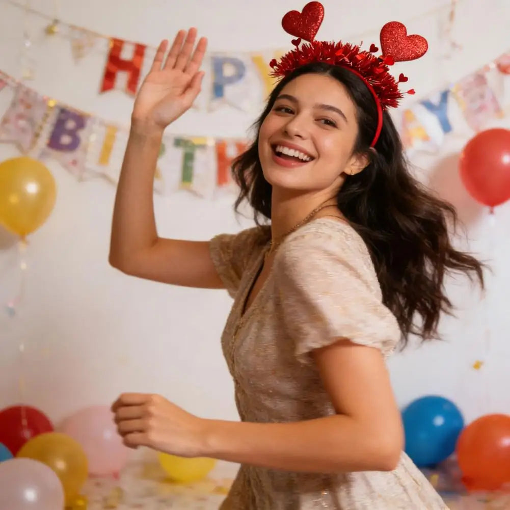 Heart Headband Red Heart Hair Hoop Valentine Day Wedding Headband Love Party Accessory Gift for Women Girls Love Hairband