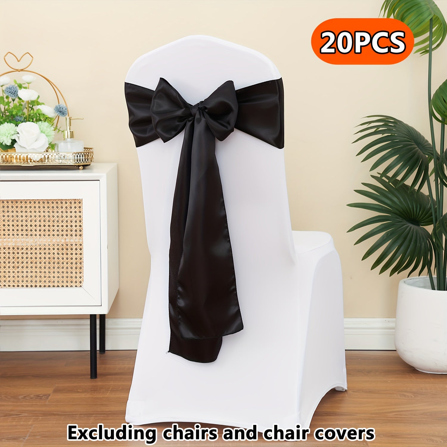 20pcs Satin Chair Curtain Bow, Elegant Streamer, Bowknot, Satin Sashes, Chair Sashes for Decorating, Universal Chair Streamer Ribbon for Weddings, Banquets, Restaurant, Parties, and Events, Suitable for Christmas, Valentine's