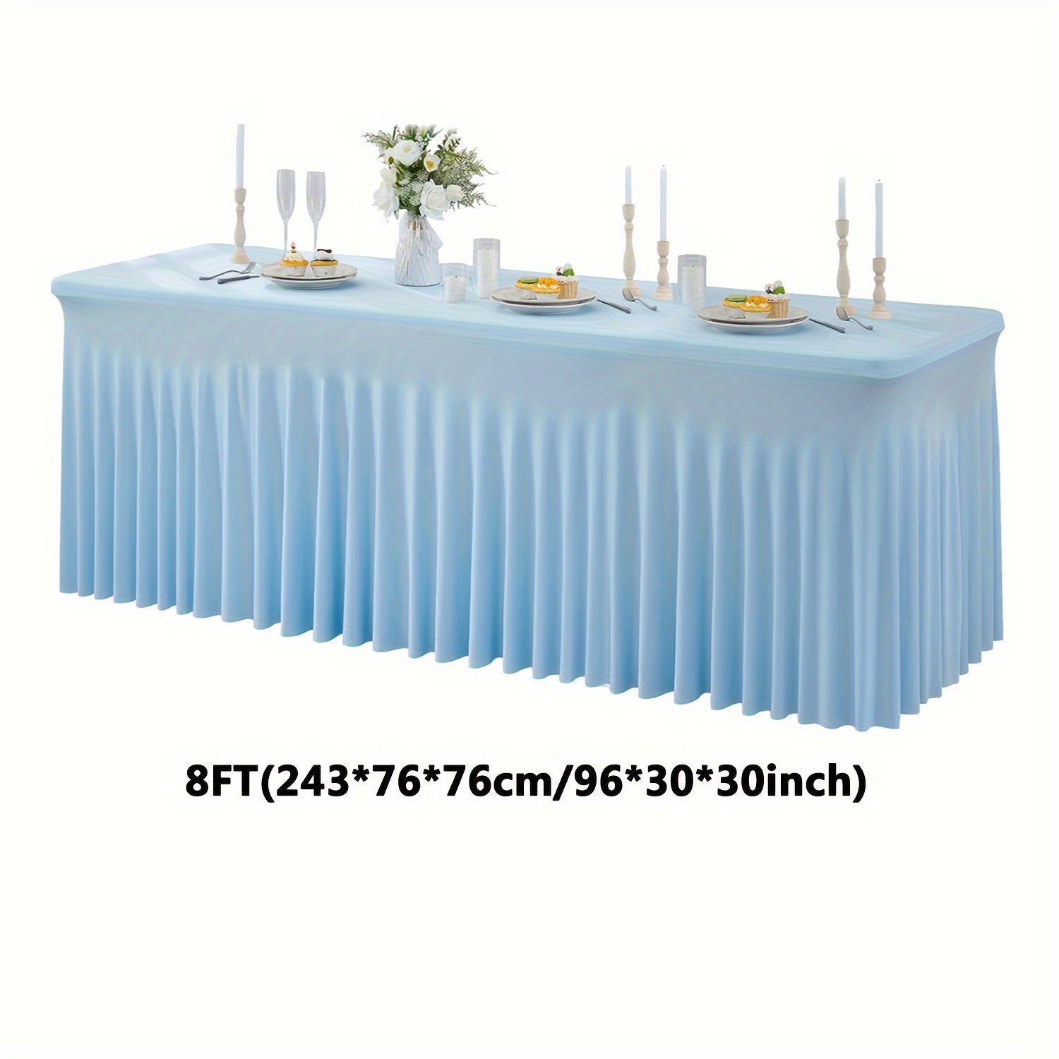 One Piece of Spandex Elastic Tablecloth, Wrinkled Table Cover, Suitable for Parties And Events, Skirted Tablecloth, Banquet Table Cover, Ideal for Weddings, Birthdays, Gatherings, Meetings, Outdoor Events