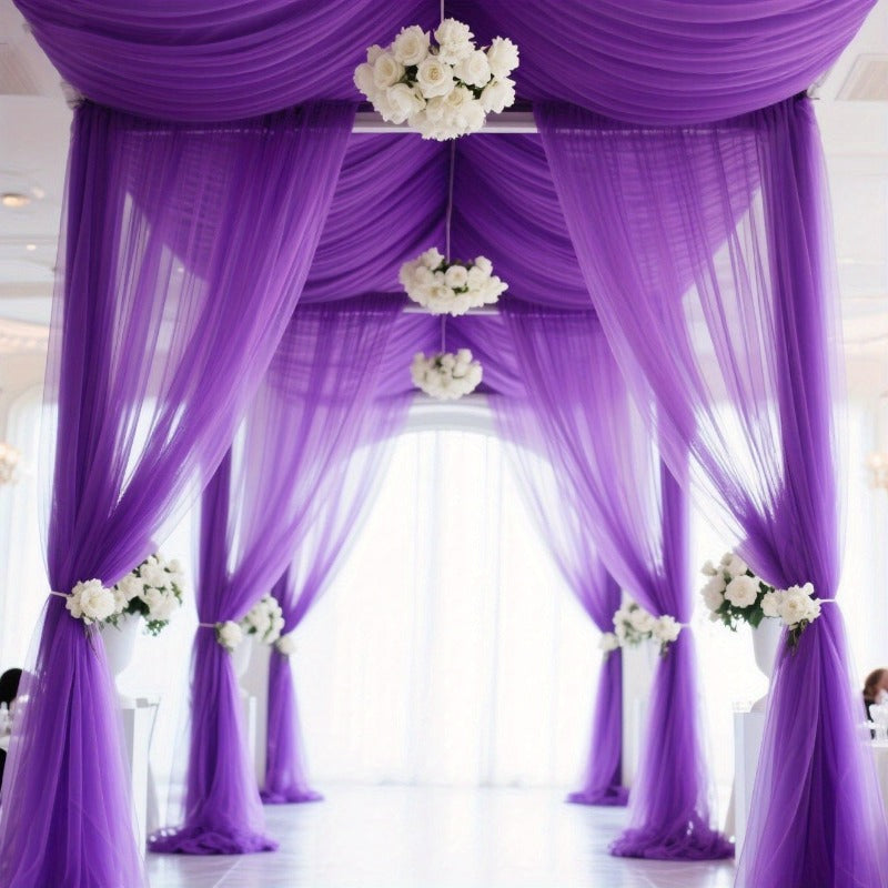 Light Purple Tulle Fabric - Soft Polyester Material for Wedding Decor, Chair & Table Coverings (6-8 pcs)