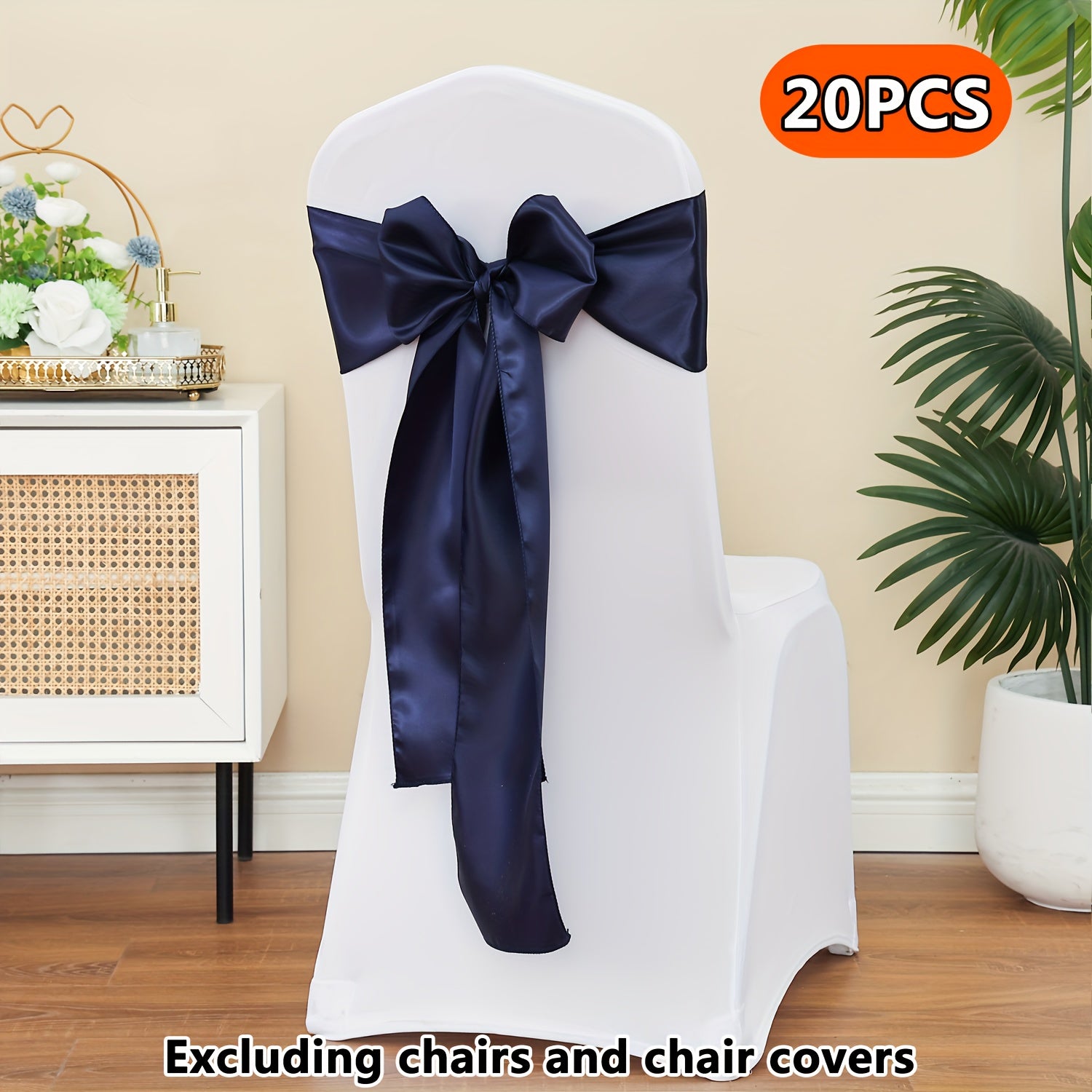 20pcs Satin Chair Curtain Bow, Elegant Streamer, Bowknot, Satin Sashes, Chair Sashes for Decorating, Universal Chair Streamer Ribbon for Weddings, Banquets, Restaurant, Parties, and Events, Suitable for Christmas, Valentine's