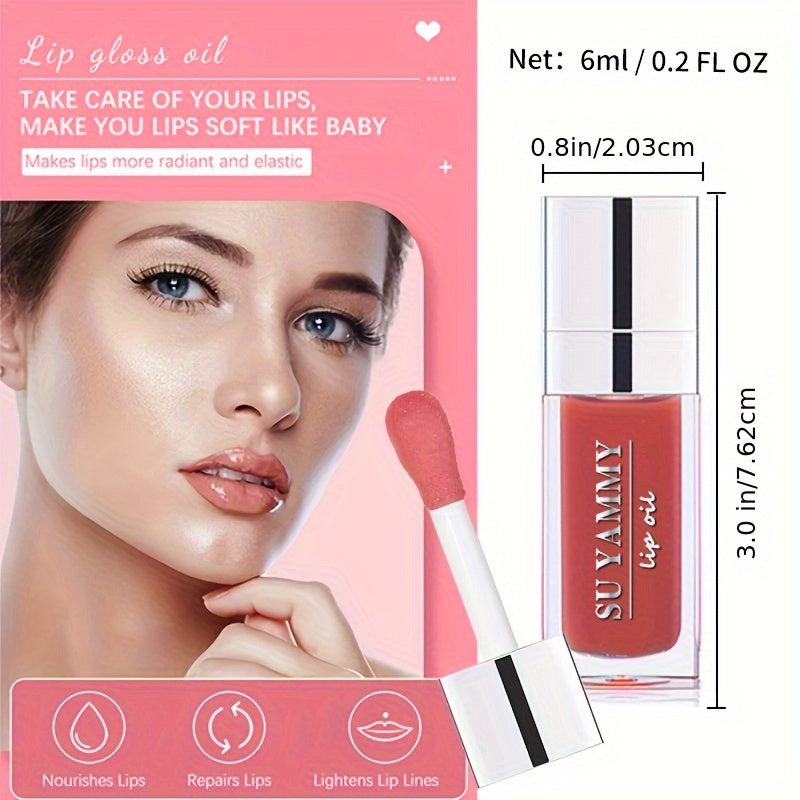 [Buy 1 Get 1 Free]2 PCS Lip Oil, Hydrating Lip Gloss Tinted Lip Balm, Transparent Lip Care With Shiny Big Brush Head, Long Lasting Nourishing Non Sticky Fresh Texture Valentine's Day Gifts