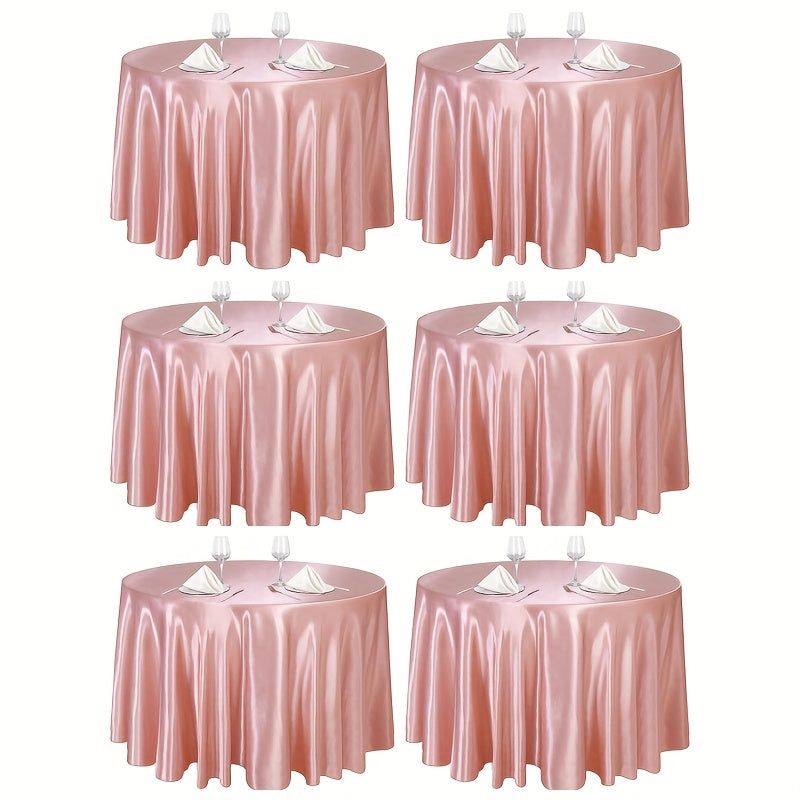 6pcs Handmade Round Satin Tablecloth - Bright Color, 57/90 Inch Diameter Wedding & Banquet Table, Smooth Glossy Suitable for Valentine' Day, Parties, Elegant Dining Table Decor - Luxury Fabric