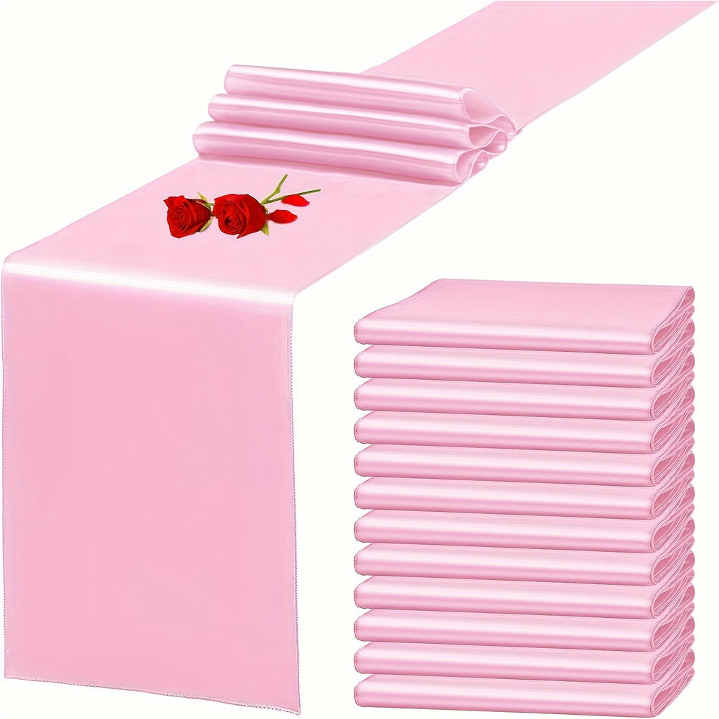 6/12pcs Satin Table Runners, 11.02 x 108.27 inch, Rectangular Polyester Table Runner for Halloween, Christmas, New Year, Wedding Receptions, Bridal Showers, Banquets, Graduation Ceremonies, Birthday Parties, Available in Mult