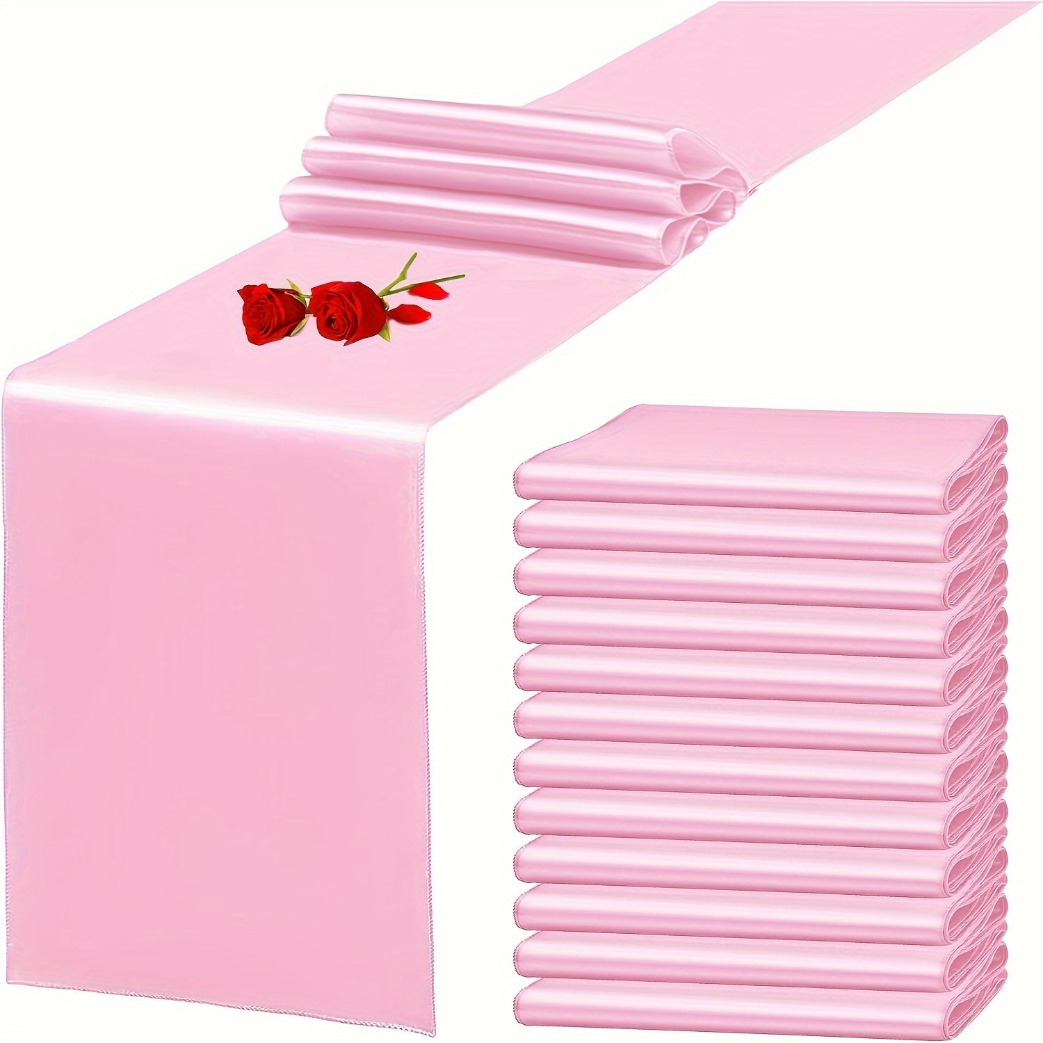 6/12pcs Satin Table Runners, 11.02 x 108.27 inch, Rectangular Polyester Table Runner for Halloween, Christmas, New Year, Wedding Receptions, Bridal Showers, Banquets, Graduation Ceremonies, Birthday Parties, Available in Mult