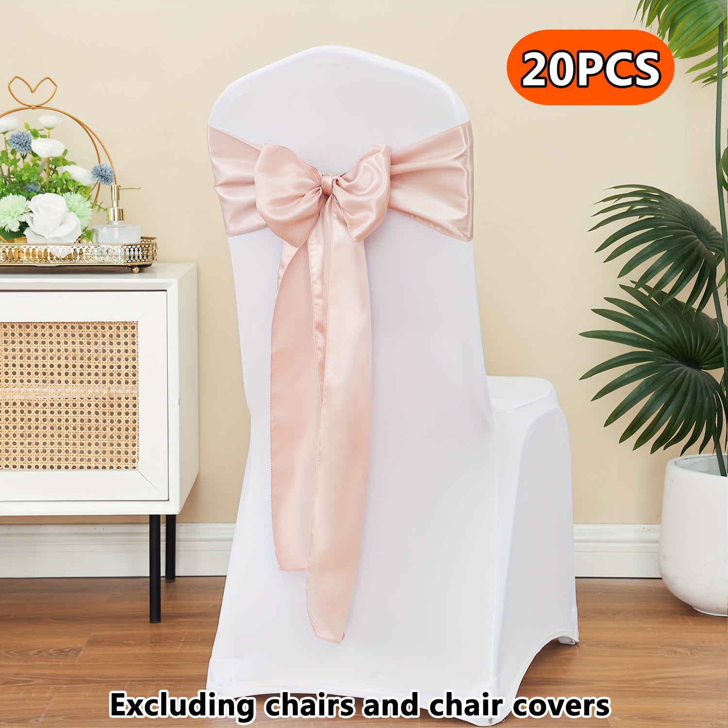 20pcs Satin Chair Curtain Bow, Elegant Streamer, Bowknot, Satin Sashes, Chair Sashes for Decorating, Universal Chair Streamer Ribbon for Weddings, Banquets, Restaurant, Parties, and Events, Suitable for Christmas, Valentine's