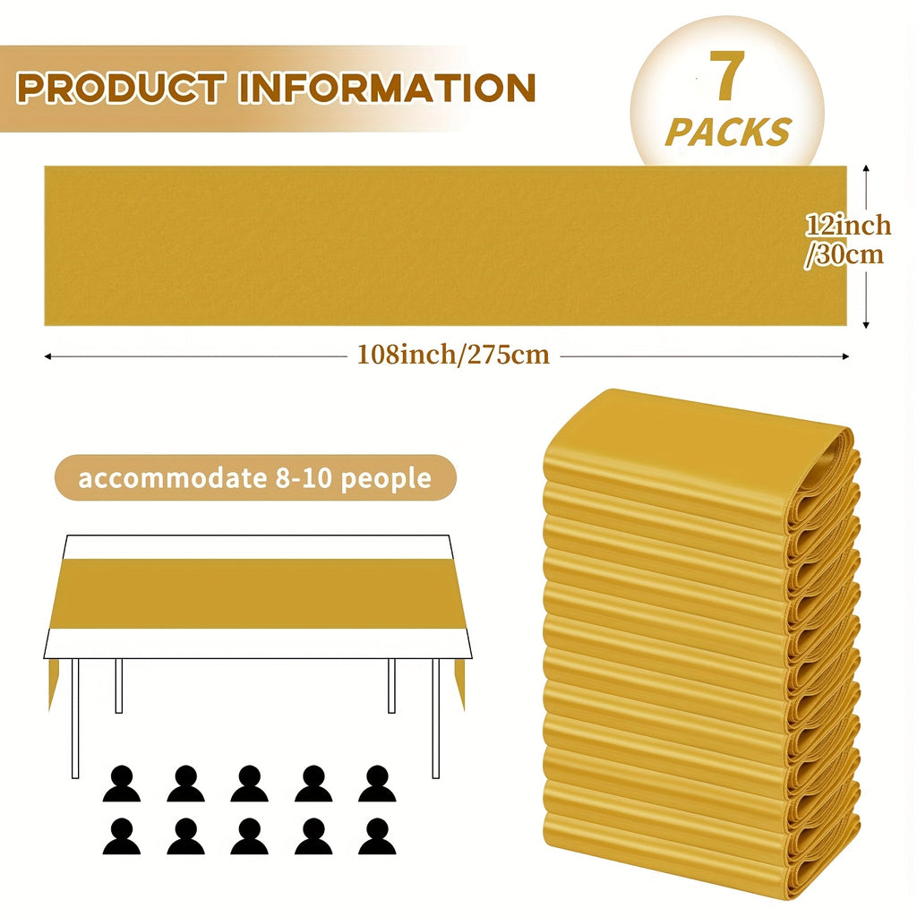 7pcs Satin Tablecloths, 12x108 Inches | Smooth Polyester Fabric, Ideal for Weddings, Birthday Parties, Banquets, Hotel Events, Decorates Rectangular and Round Tables