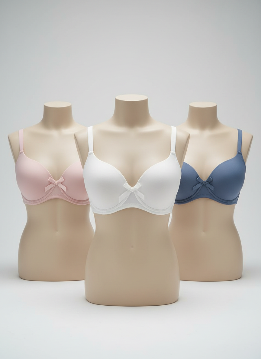 Carisma bras - pink, white, blue with ribbon bow