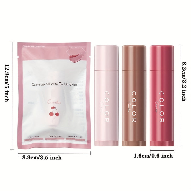3 Color Moisturizing Lip Balm Tinted, Long-lasting Color Lifting Lightening Lip Line Soft Lipstick Valentine's Day Gifts