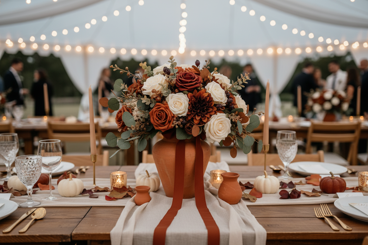 Centre de table mariage automne