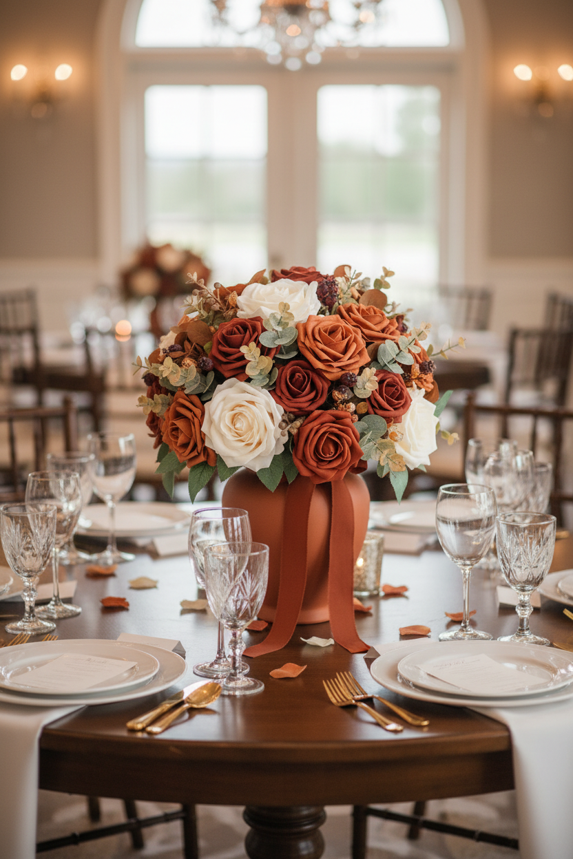 Centre de table terracotta orange