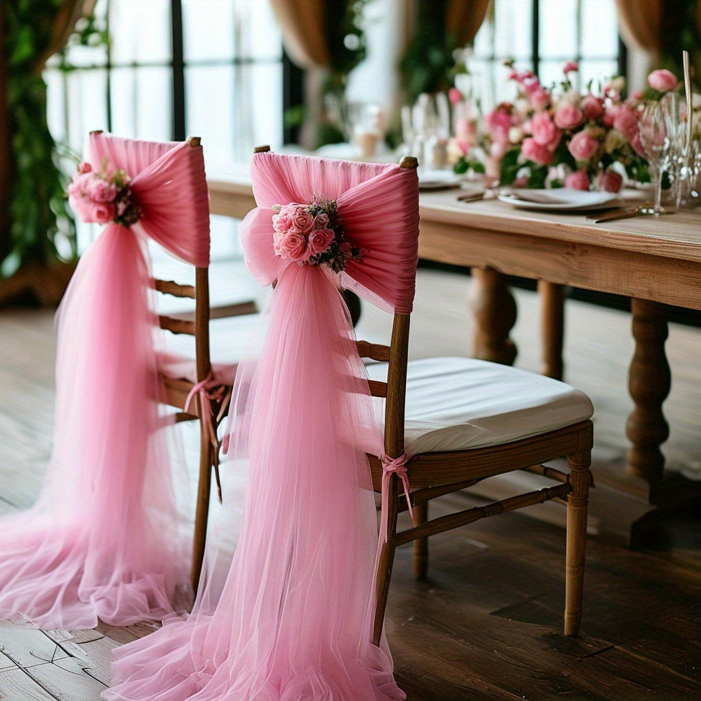 6-Pack Pink Tulle Fabric Rolls - Semi-Transparent Polyester Mesh for Wedding Decor, Table Runners, Aisle Decorations & Gift Wrapping