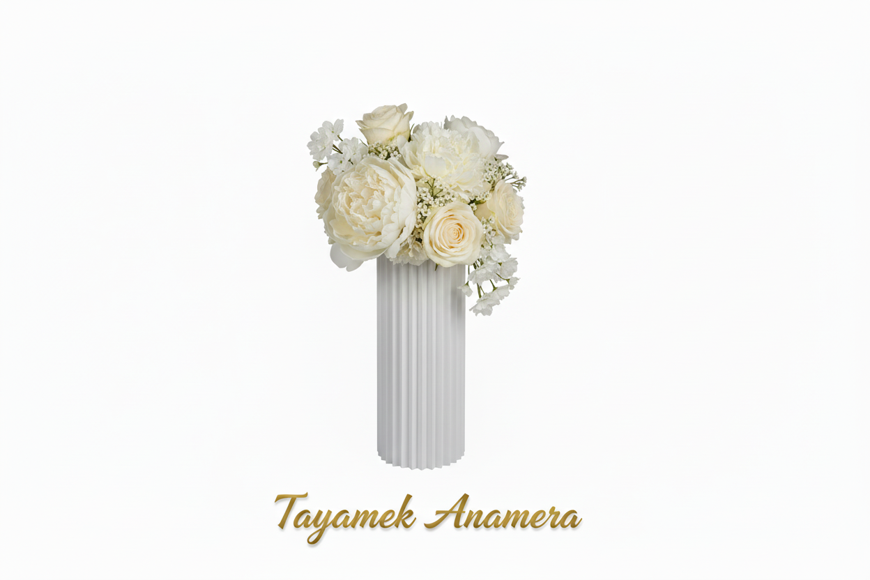 Colonnes blanches plissées fond blanc