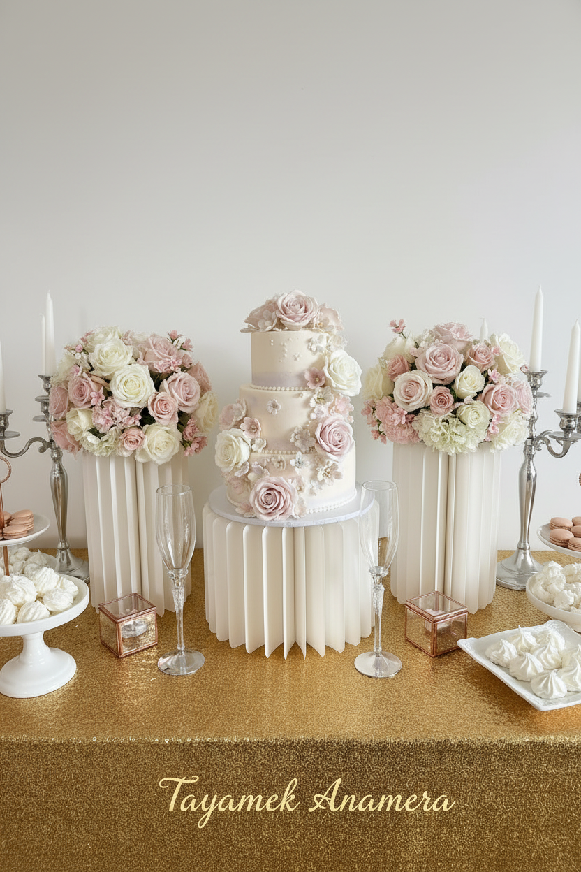 Colonnes papier blanches avec fleurs