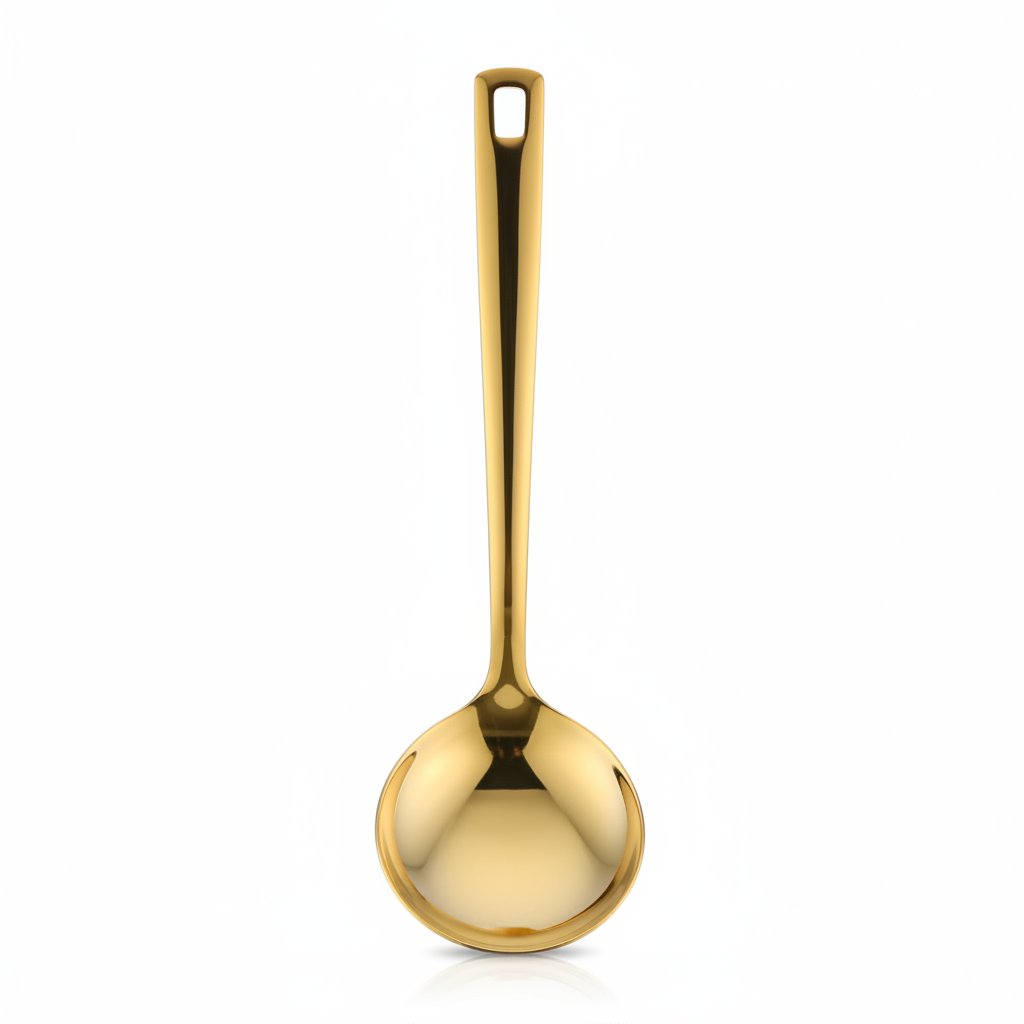 Cuillère à trous dorée