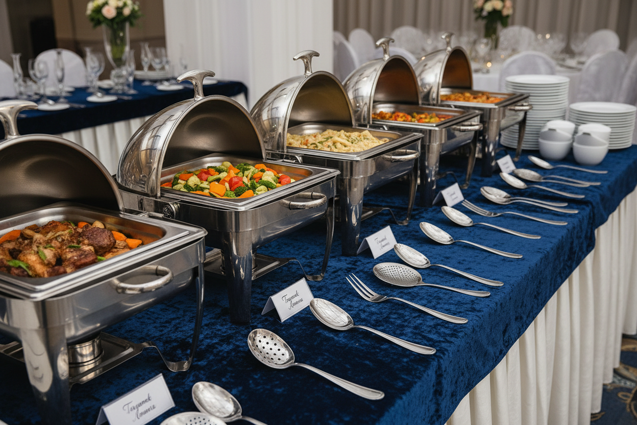 Cuillères de service argentées avec plats chauffants - Tayamek Anamera