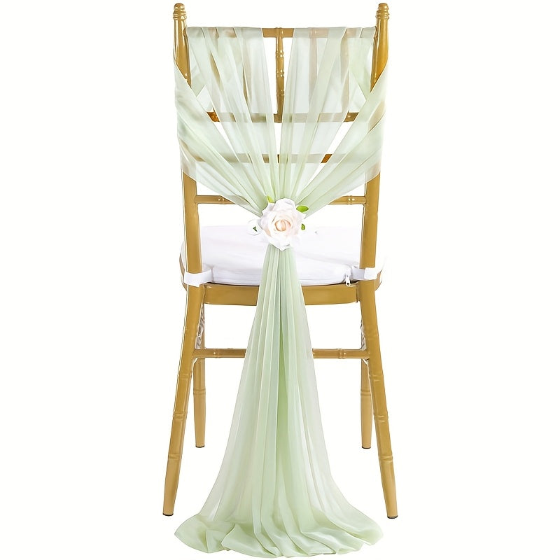 50pcs Chiffon Chair Sashes - Elegant Gauze Bow Ties for Wedding, Banquet & Church Decor (7.8x108 inches)