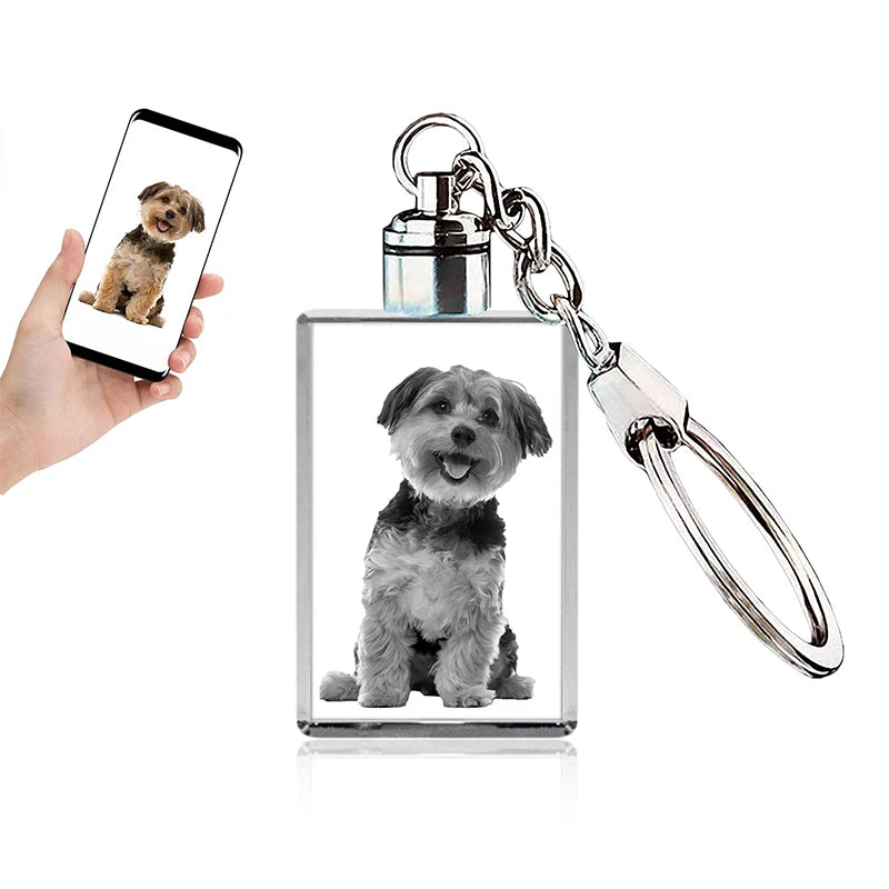 Custom Crystal Photo Keychain 3D innovation Personalized Custom Laser Engraved Photo Crystal Keychain Valentines Gifts Keepsak