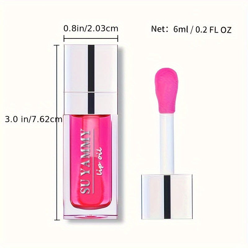 [Buy 1 Get 1 Free]2 PCS Lip Oil, Hydrating Lip Gloss Tinted Lip Balm, Transparent Lip Care With Shiny Big Brush Head, Long Lasting Nourishing Non Sticky Fresh Texture Valentine's Day Gifts