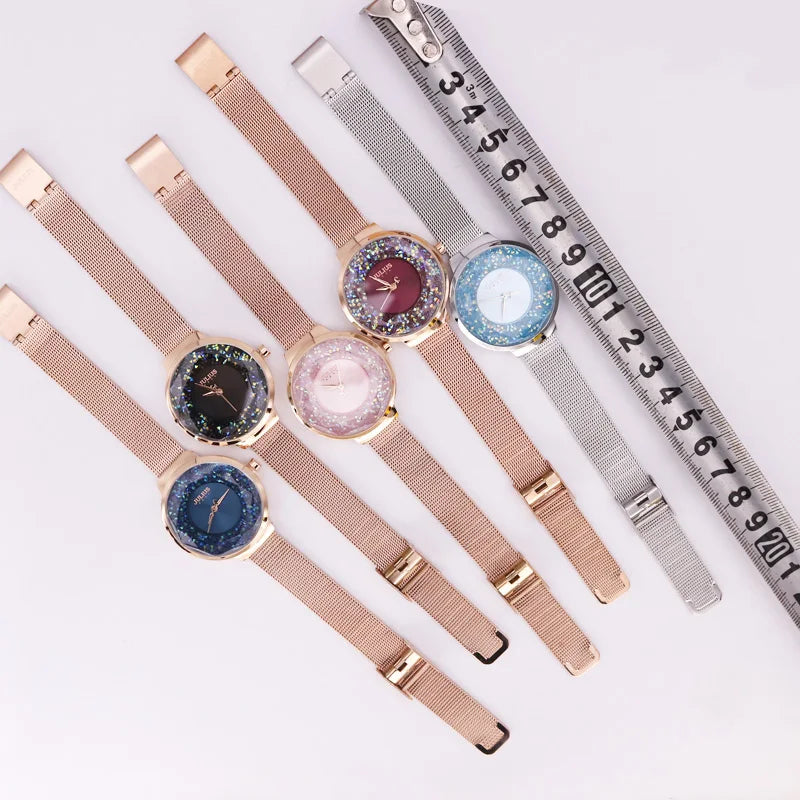 New Crystal Julius Lady Women's Watch MIYOTA Fashion Hours Stainless Steel Bracelet Clock Girl's Birthday Valentine Gift Box