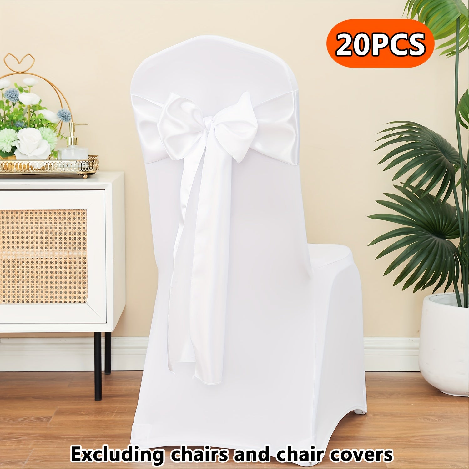 20pcs Satin Chair Curtain Bow, Elegant Streamer, Bowknot, Satin Sashes, Chair Sashes for Decorating, Universal Chair Streamer Ribbon for Weddings, Banquets, Restaurant, Parties, and Events, Suitable for Christmas, Valentine's