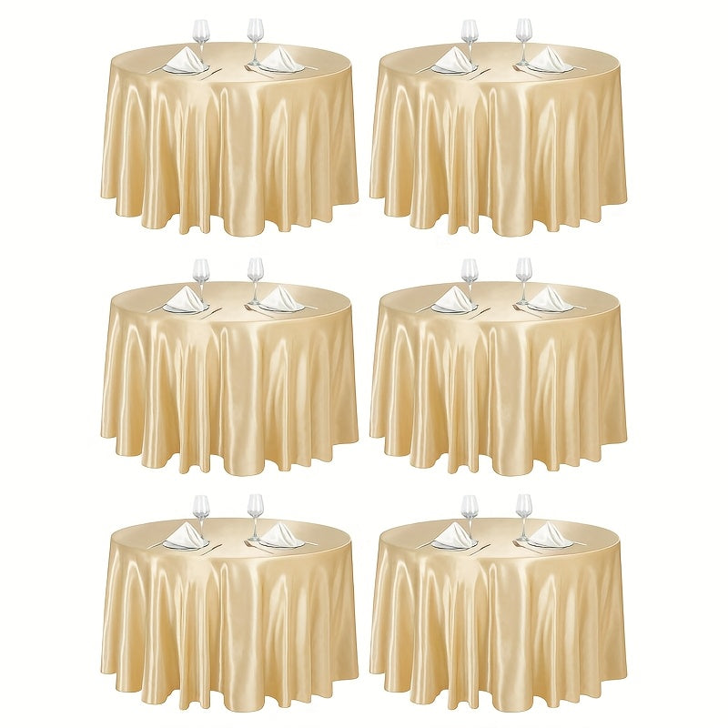 6pcs Handmade Round Satin Tablecloth - Bright Color, 57/90 Inch Diameter Wedding & Banquet Table, Smooth Glossy Suitable for Valentine' Day, Parties, Elegant Dining Table Decor - Luxury Fabric