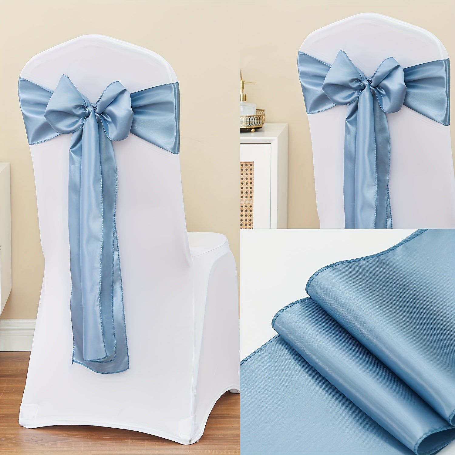20pcs Satin Chair Curtain Bow, Elegant Streamer, Bowknot, Satin Sashes, Chair Sashes for Decorating, Universal Chair Streamer Ribbon for Weddings, Banquets, Restaurant, Parties, and Events, Suitable for Christmas, Valentine's
